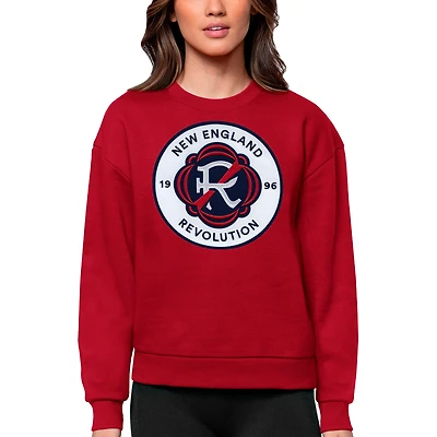 Women's Antigua Red New England Revolution Team Logo Victory Pullover Sweatshirt