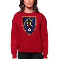 Women's Antigua Red Real Salt Lake Team Logo Victory Pullover Sweatshirt