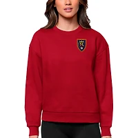 Women's Antigua Red Real Salt Lake Team Logo Victory Pullover Sweatshirt