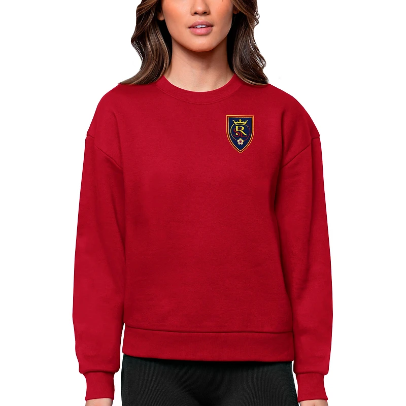 Women's Antigua Red Real Salt Lake Team Logo Victory Pullover Sweatshirt