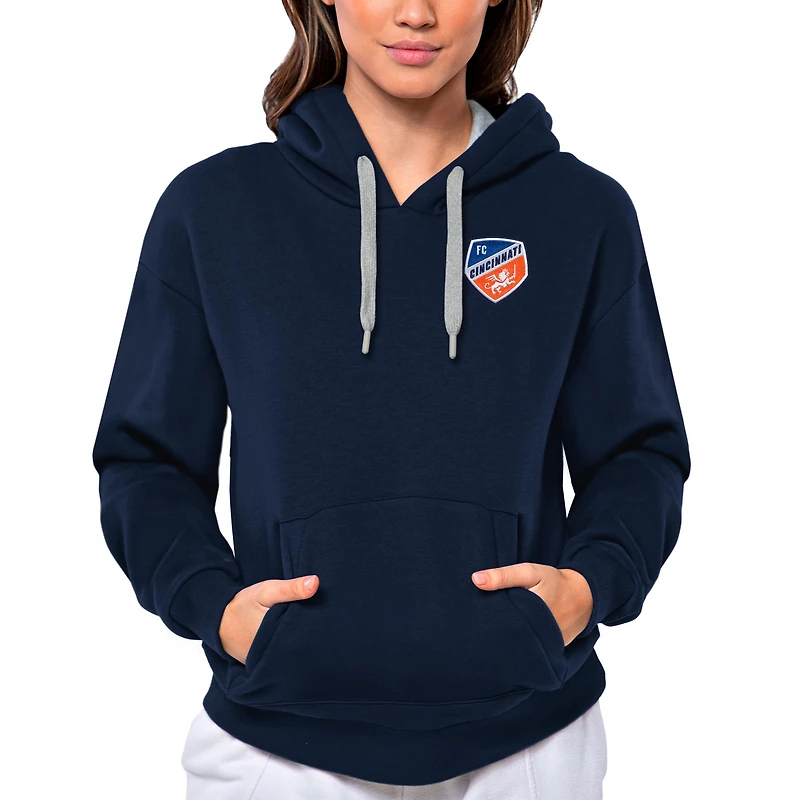 Women's Antigua Navy FC Cincinnati Team Logo Victory Pullover Hoodie