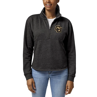 Women's League Collegiate Wear Charcoal Colorado Buffaloes Victory Springs Tri-Blend Quarter-Zip Pullover Sweatshirt