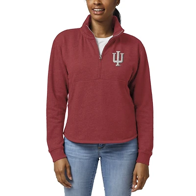 Women's League Collegiate Wear Crimson Indiana Hoosiers Victory Springs Tri-Blend Quarter-Zip Pullover Sweatshirt