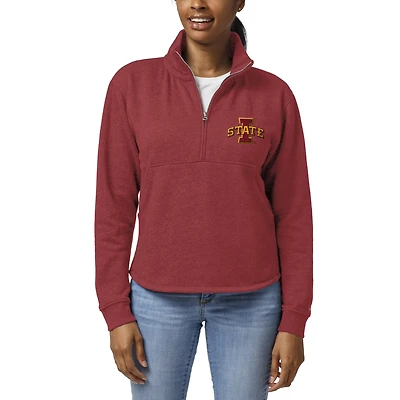Women's League Collegiate Wear Cardinal Iowa State Cyclones Victory Springs Tri-Blend Quarter-Zip Pullover Sweatshirt
