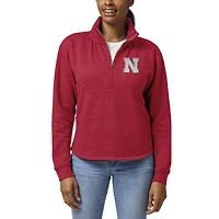 Women's League Collegiate Wear Scarlet Nebraska Huskers Victory Springs Tri-Blend Quarter-Zip Pullover Sweatshirt