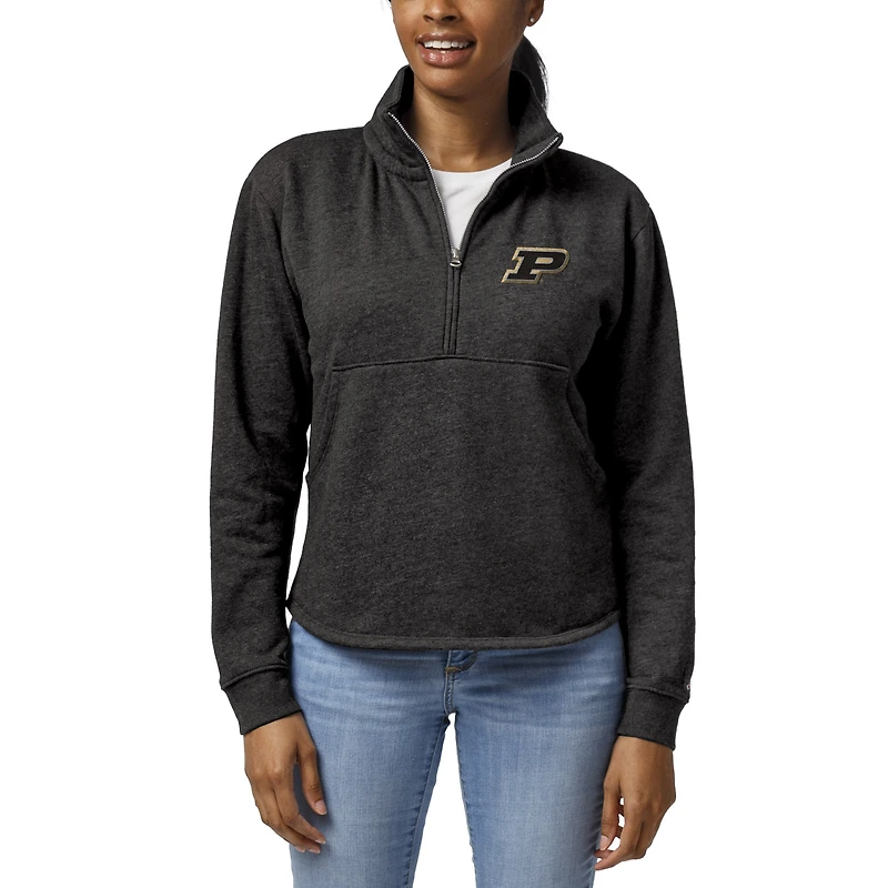 Women's League Collegiate Wear Charcoal Purdue Boilermakers Victory Springs Tri-Blend Quarter-Zip Pullover Sweatshirt