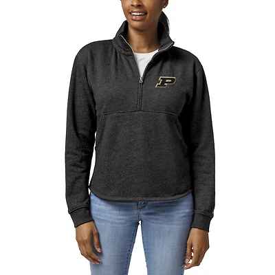 Women's League Collegiate Wear Charcoal Purdue Boilermakers Victory Springs Tri-Blend Quarter-Zip Pullover Sweatshirt