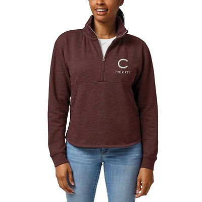 Women's League Collegiate Wear Maroon Colgate Raiders Victory Springs Tri-Blend Quarter-Zip Pullover Sweatshirt