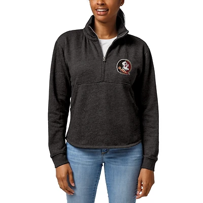 Women's League Collegiate Wear Charcoal Florida State Seminoles Victory Springs Tri-Blend Quarter-Zip Pullover Sweatshirt