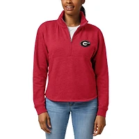 Women's League Collegiate Wear Heather Red Georgia Bulldogs Victory Springs Tri-Blend Quarter-Zip Pullover Sweatshirt