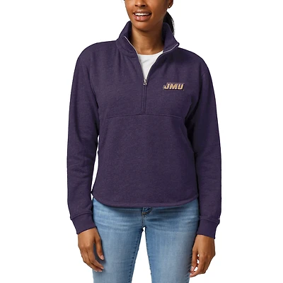 Women's League Collegiate Wear Heather Purple James Madison Dukes Victory Springs Tri-Blend Quarter-Zip Pullover Sweatshirt