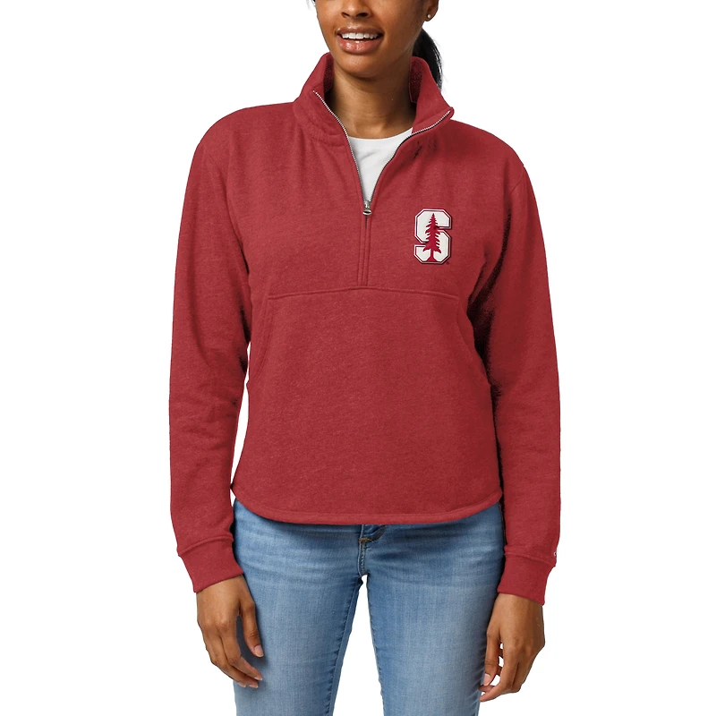 Women's League Collegiate Wear Cardinal Stanford Cardinal Victory Springs Tri-Blend Quarter-Zip Pullover Sweatshirt