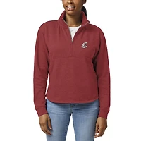 Women's League Collegiate Wear Crimson Washington State Cougars Victory Springs Tri-Blend Quarter-Zip Pullover Sweatshirt