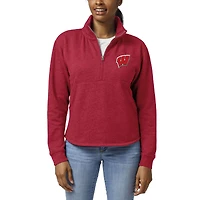 Women's League Collegiate Wear Heather Red Wisconsin Badgers Victory Springs Tri-Blend Quarter-Zip Pullover Sweatshirt