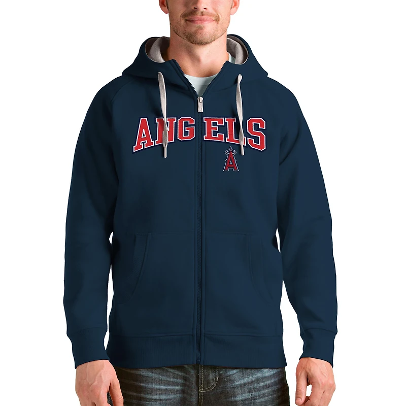 Men's Antigua Navy Los Angeles Angels Team Logo Victory Full-Zip Hoodie