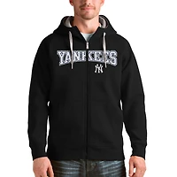 Men's Antigua Black New York Yankees Team Logo Victory Full-Zip Hoodie