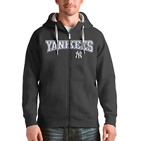 Men's Antigua Charcoal New York Yankees Team Logo Victory Full-Zip Hoodie