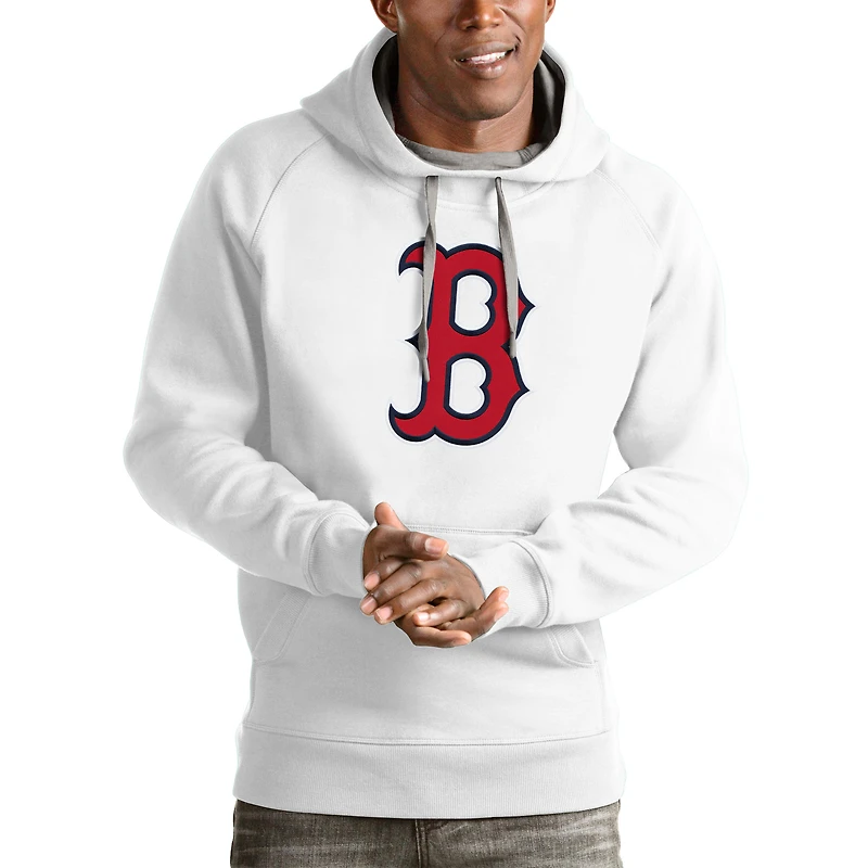 Men's Antigua White Boston Red Sox Victory Pullover Team Logo Hoodie