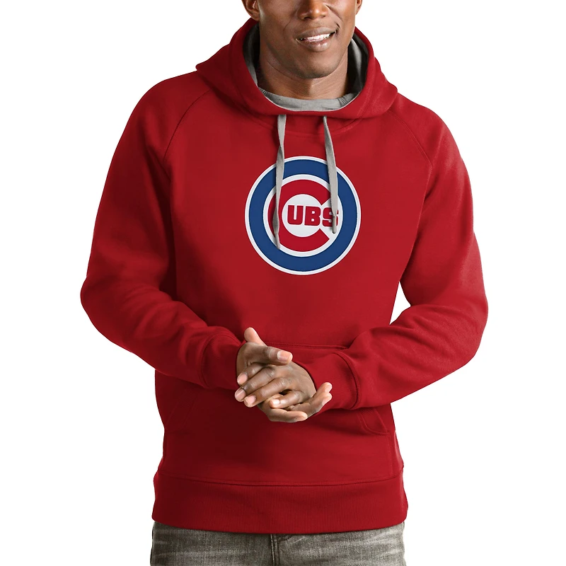Men's Antigua Red Chicago Cubs Victory Pullover Team Logo Hoodie