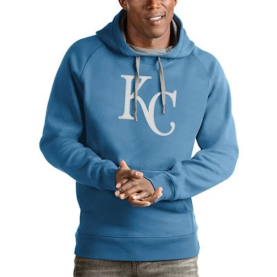 Men's Antigua Light Blue Kansas City Royals Victory Pullover Team Logo Hoodie
