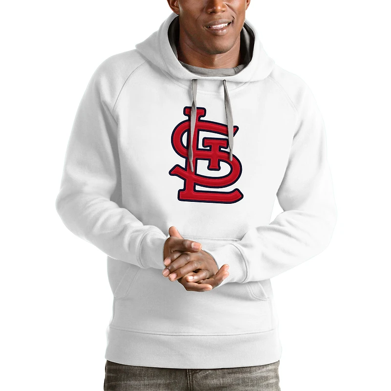 Men's Antigua White St. Louis Cardinals Victory Pullover Team Logo Hoodie