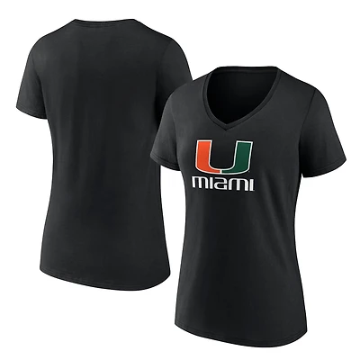 Women's Black Miami Hurricanes Lockup Team V-Neck T-Shirt