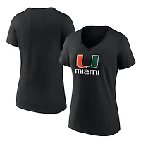 Women's Black Miami Hurricanes Lockup Team V-Neck T-Shirt