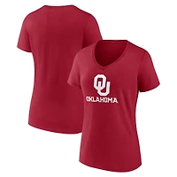 Women's Cardinal Oklahoma Sooners Lockup Team V-Neck T-Shirt