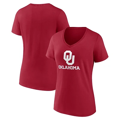 Women's Cardinal Oklahoma Sooners Lockup Team V-Neck T-Shirt