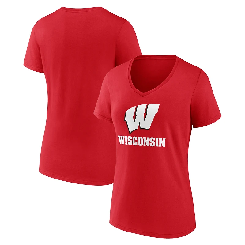Women's Wisconsin Badgers Lockup Team V-Neck T-Shirt