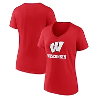 Women's Wisconsin Badgers Lockup Team V-Neck T-Shirt
