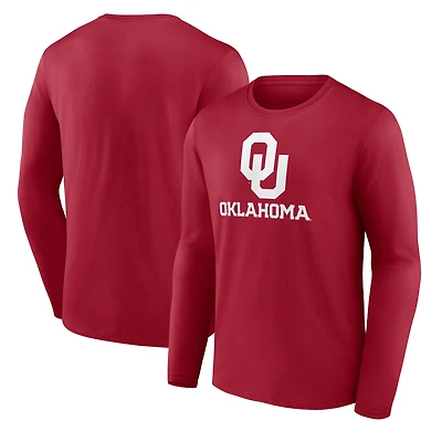 Men's Cardinal Oklahoma Sooners Lockup Team Long Sleeve T-Shirt