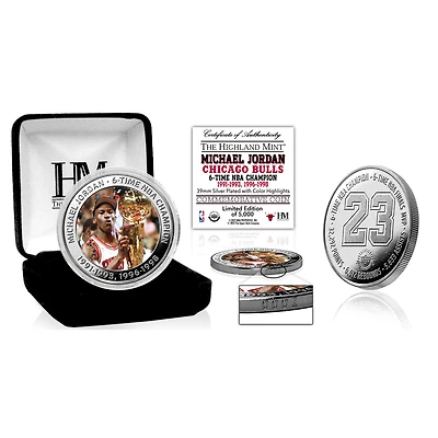 Highland Mint Michael Jordan Chicago Bulls 6-Time NBA Finals Champion Silver Mint Coin