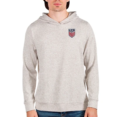Men's Antigua Oatmeal USMNT Absolute Pullover Hoodie