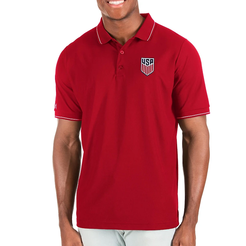 Men's Antigua Red USMNT  Solid Pique Polo