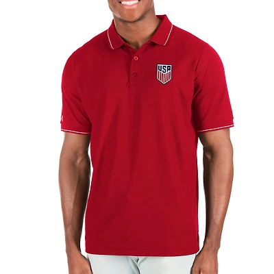 Men's Antigua Red USMNT  Solid Pique Polo