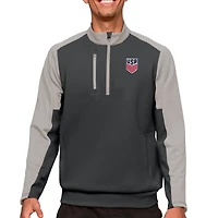 Men's Antigua Charcoal/Silver USMNT Team Quarter-Zip Pullover Top
