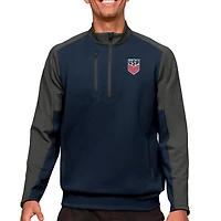 Men's Antigua Navy/Charcoal USMNT Team Quarter-Zip Pullover Top