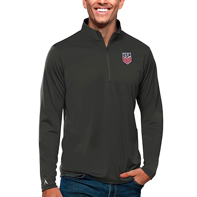 Men's Antigua Charcoal USMNT Tribute Quarter-Zip Pullover Top