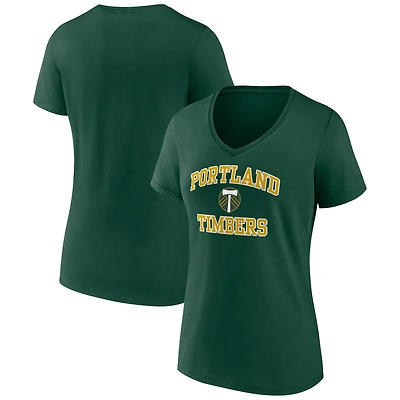 Women's Green Portland Timbers Heart and Soul V-Neck T-Shirt
