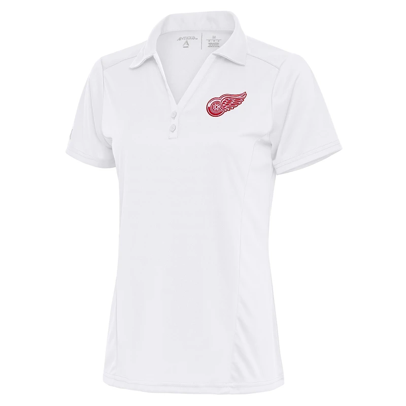 Women's Antigua White Detroit Red Wings Team Logo Tribute Polo