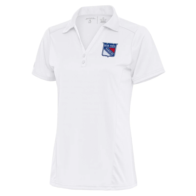 Women's Antigua White New York Rangers Team Logo Tribute Polo