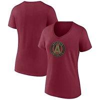 Women's Garnet Atlanta United FC Official Logo V-Neck T-Shirt