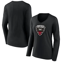 Women's Black D.C. United Official Logo Long Sleeve V-Neck T-Shirt