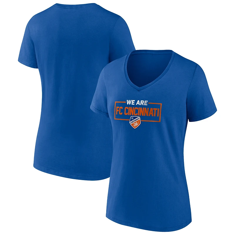 Women's Royal FC Cincinnati We Are Logo V-Neck T-Shirt