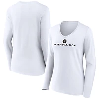 Women's White Inter Miami CF Victory Arch Logo Long Sleeve V-Neck T-Shirt