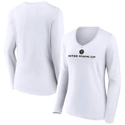 Women's White Inter Miami CF Victory Arch Logo Long Sleeve V-Neck T-Shirt