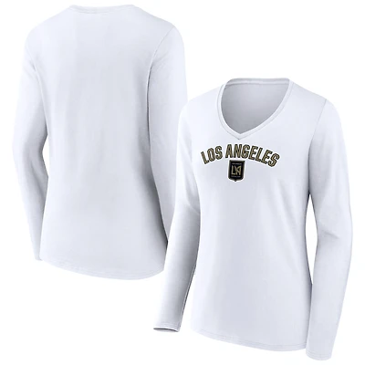 Women's White LAFC Victory Arch Logo Long Sleeve V-Neck T-Shirt