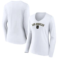Women's White LAFC Victory Arch Logo Long Sleeve V-Neck T-Shirt