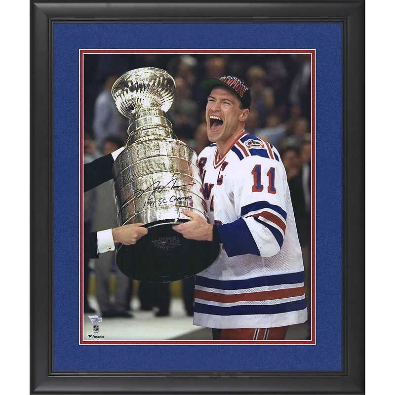 Mark Messier New York Rangers Autographed 16" x 20" Framed Receiving Stanley Cup Photograph with "94 SC Champs" Inscription